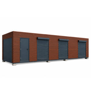 contentor modular em madeira com persianas metálicas 40hc